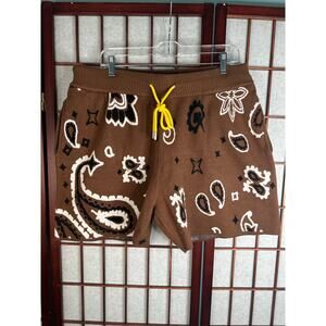 MNML Paisley Jacquard Knit Shorts in Brown Men's size XL